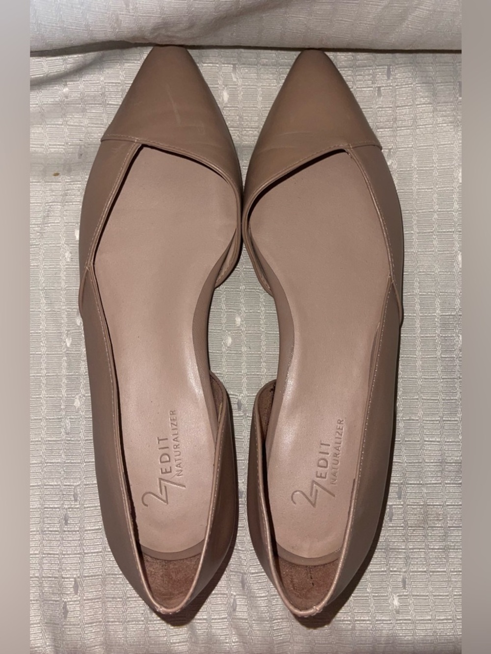 EUC 27 EDIT Blush Nude Leather Pointed-Toe Slip-On Flats - Picture 5 of 9